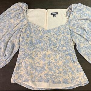Express Light Blue Floral Blouse